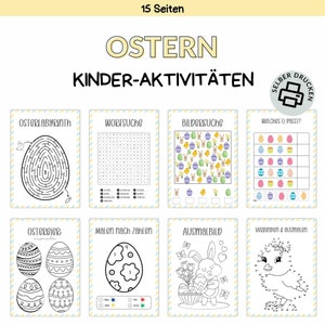 Attività pasquali per bambini | Modello di stampa da stampare da solo | Disegni da colorare per bambini | Occupazione e puzzle | scaricamento digitale