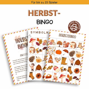 Bingo para el otoño | Plantilla de impresión para imprimir usted mismo | Juego de bingo para niños | Descarga digital de Bingo de Otoño ? Juego de fiesta | vacaciones de otoño