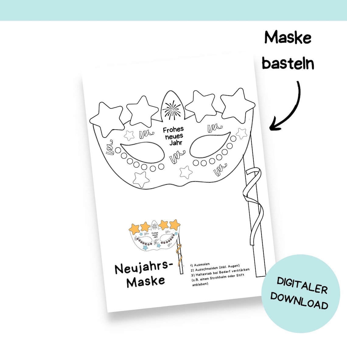 New Year's Eve Craft Template for Children | Printable Template for Self-printing | Crafts for ...