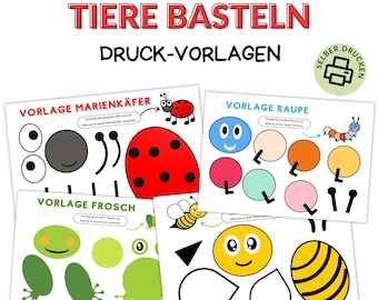 Plantilla de manualidades de animales para niños | Plantilla para imprimir | Manualidades para niños | Ideas de manualidades para descargar digitalmente