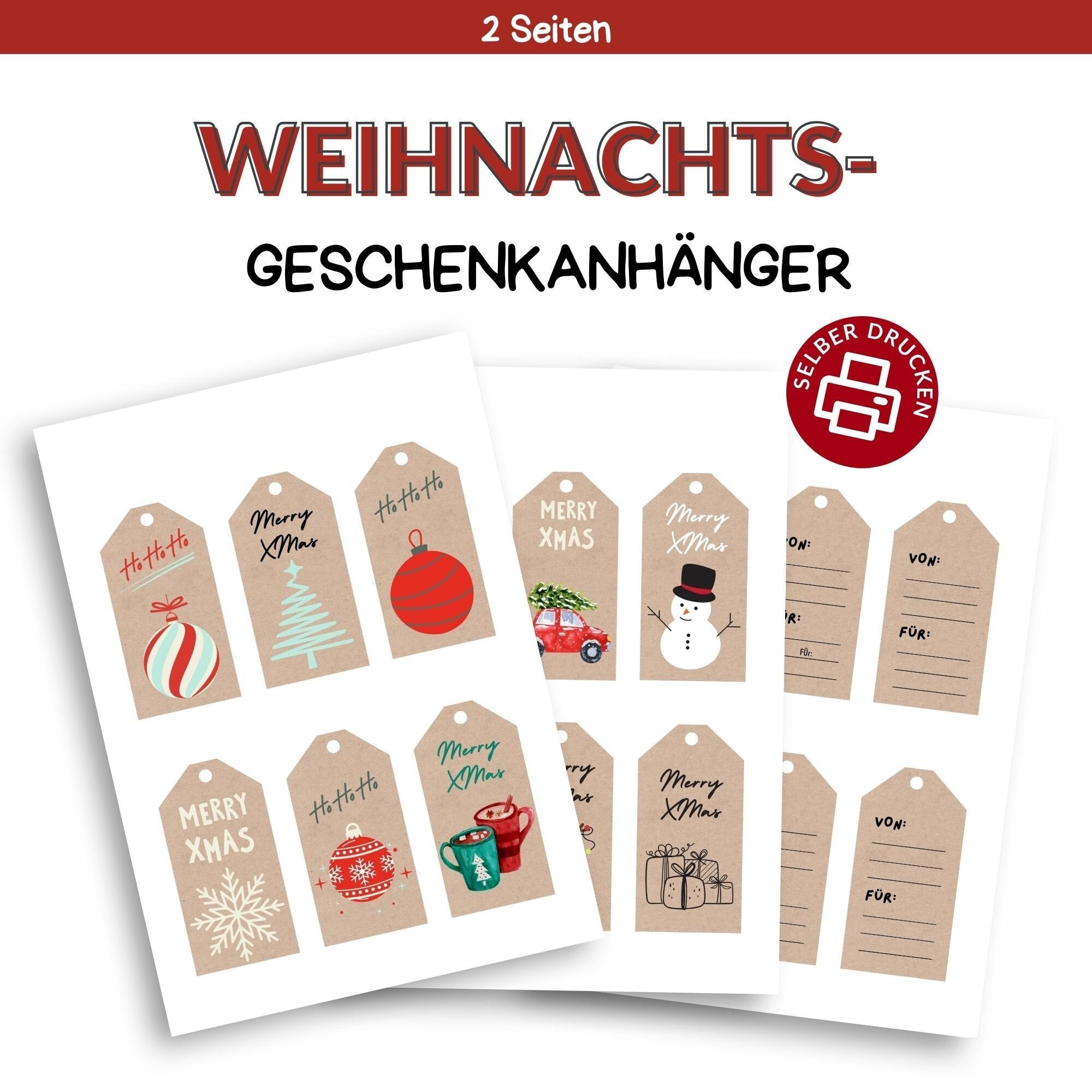 Druckvorlage Ausdrucken Geschenkanhnger Weihnachten