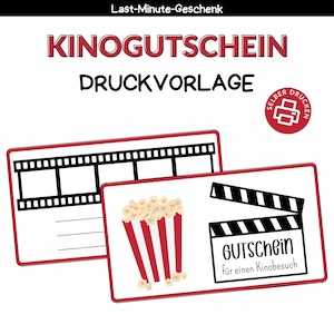 Buono cinema stampabile | Modello di stampa da stampare da solo | Modello del buono | Idea regalo regalo last minute per Natale