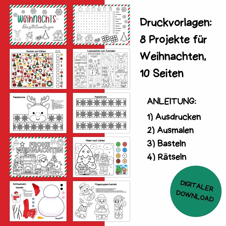  Bastelvorlage Weihnachten für Kinder 