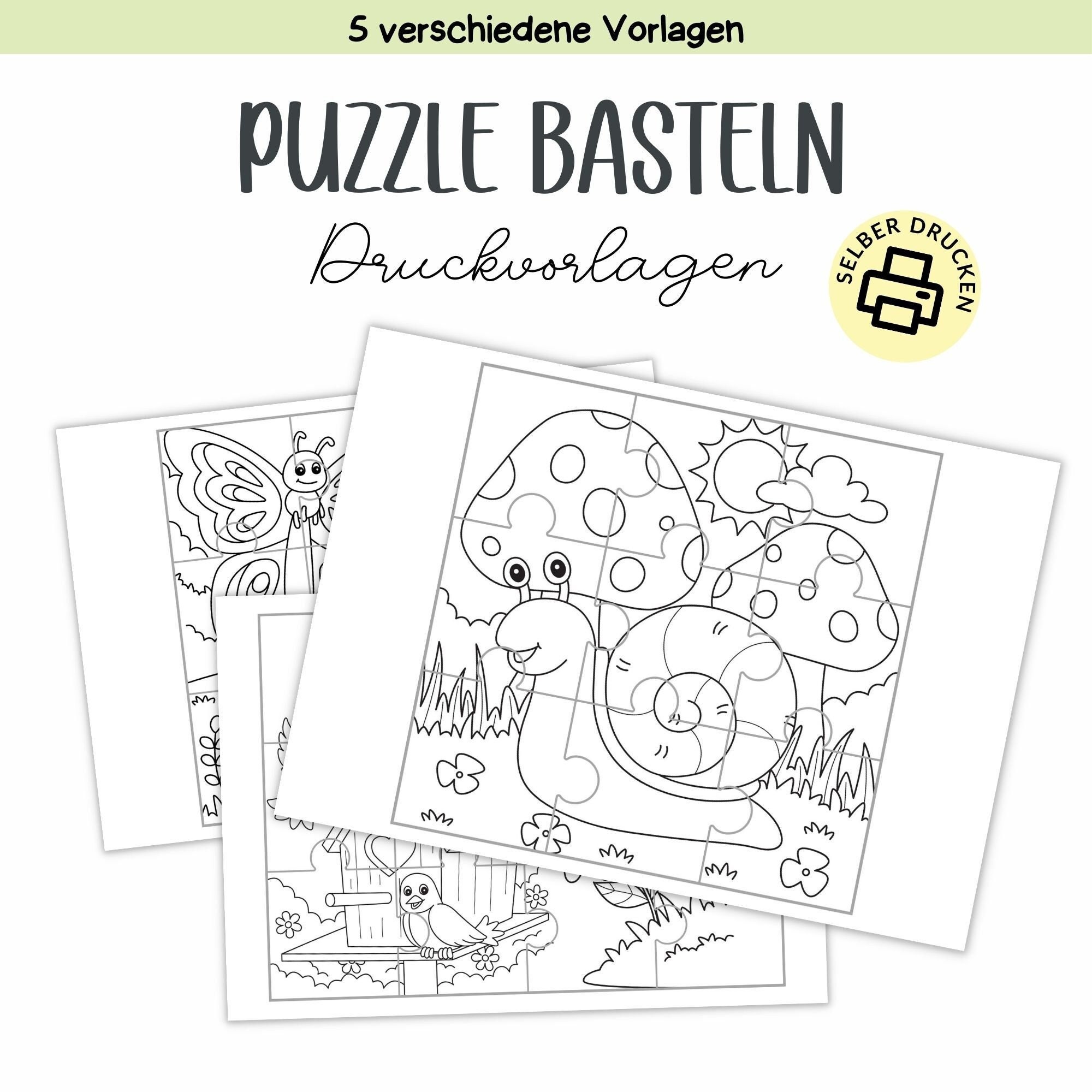 Druckvorlage Puzzle basteln für Kinder | Bastelvorlage zum Selberdrucken |  Basteln für Kinder | Bastelideen digitaler Download - Etsy Österreich, image size:2000x2000