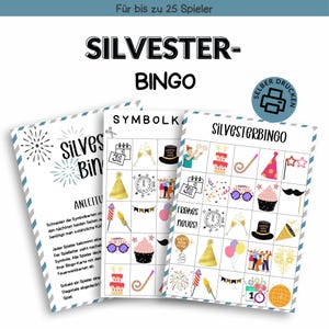 Bingo für Silvester | Druckvorlage zum Selberdrucken | Bingospiel für Kinder | Silvesterbingo digitaler Download | Neujahr Lotto