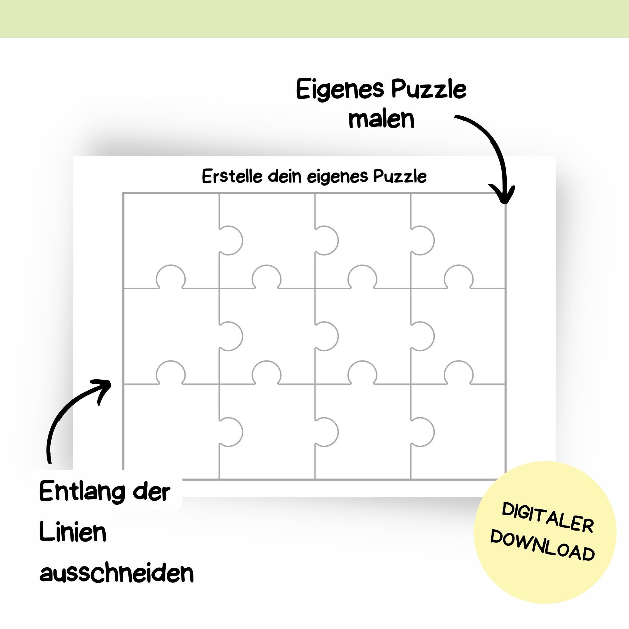 Druckvorlage Puzzle basteln für Kinder | Bastelvorlage zum Selberdrucken |  Basteln für Kinder | Bastelideen digitaler Download - Etsy Österreich, image size:2000x2000