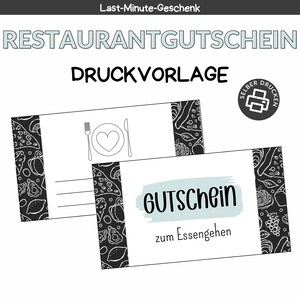 Voucher for eating out to print | Print template | Restaurant voucher template | Gift idea last minute gift Christmas