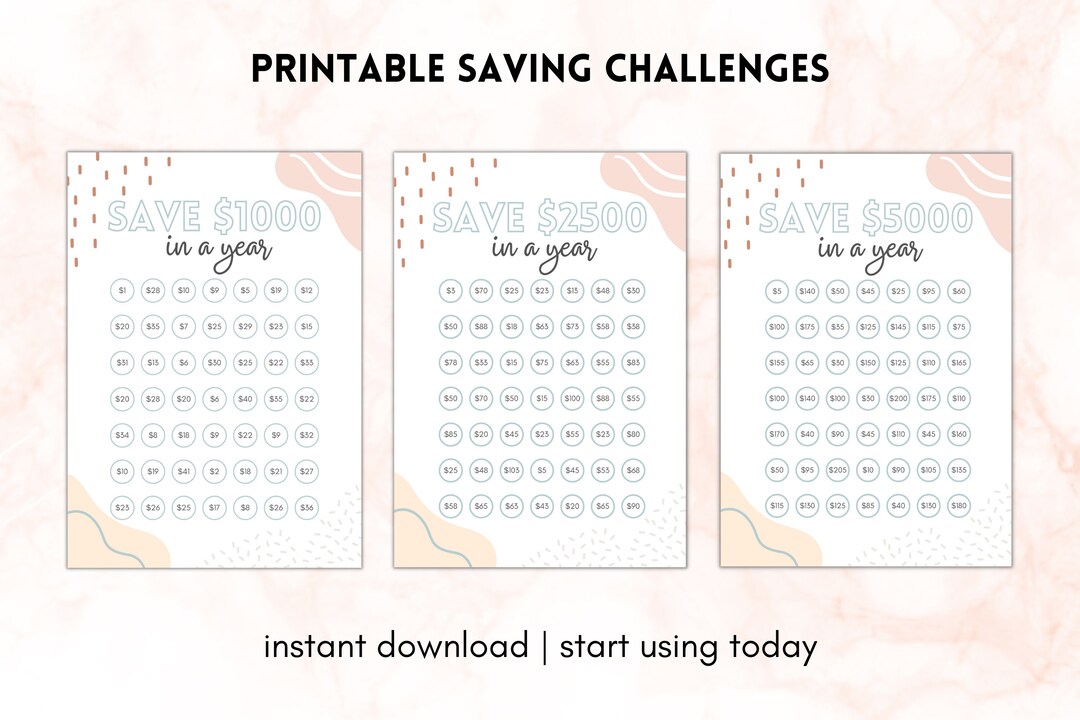 Printable Savings Challenge | 1000 Savings Challenge | 2500 Savings ...