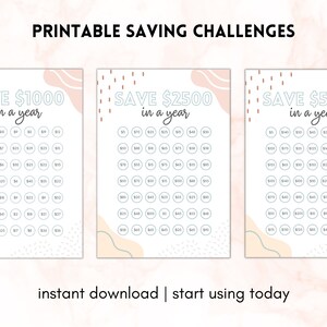 Printable Savings Challenge | 1000 Savings Challenge | 2500 Savings Challenge | 5000 Savings Challenge