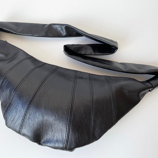 Soft Leather Sling Bag, Cross-body Bag for Women, Moon Bag, Croissant Bag, Fanny Pack for Women, Leather Pouch Bag, Mother's Day Gift