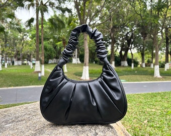 Sac en cuir souple pour femme, sac à bandoulière en cuir, sac à main hobo en cuir végétalien, sac pour boulettes, sac à poignée supérieure, sac de soirée, cadeau pour fille/maman