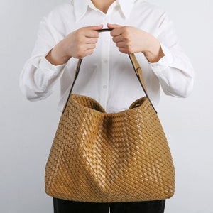 Leather Bag for Women, Leather Tote, Hand Woven Bag , Shoulder Bag, Leather Handbag, Weekend Bag, Work Bag, Cross-body Bag, Gift for Girl image 2