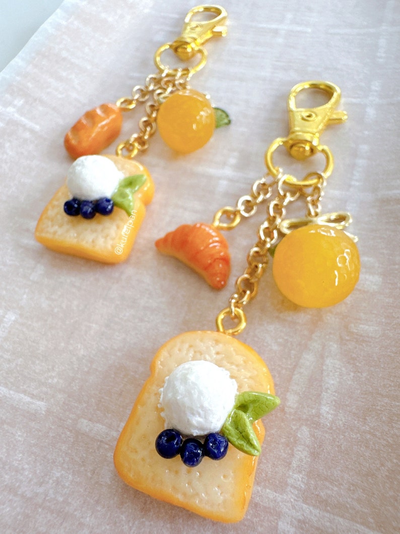 Blueberry Lemon Toast Keychain | Resin Keychain | Food Keychain ...