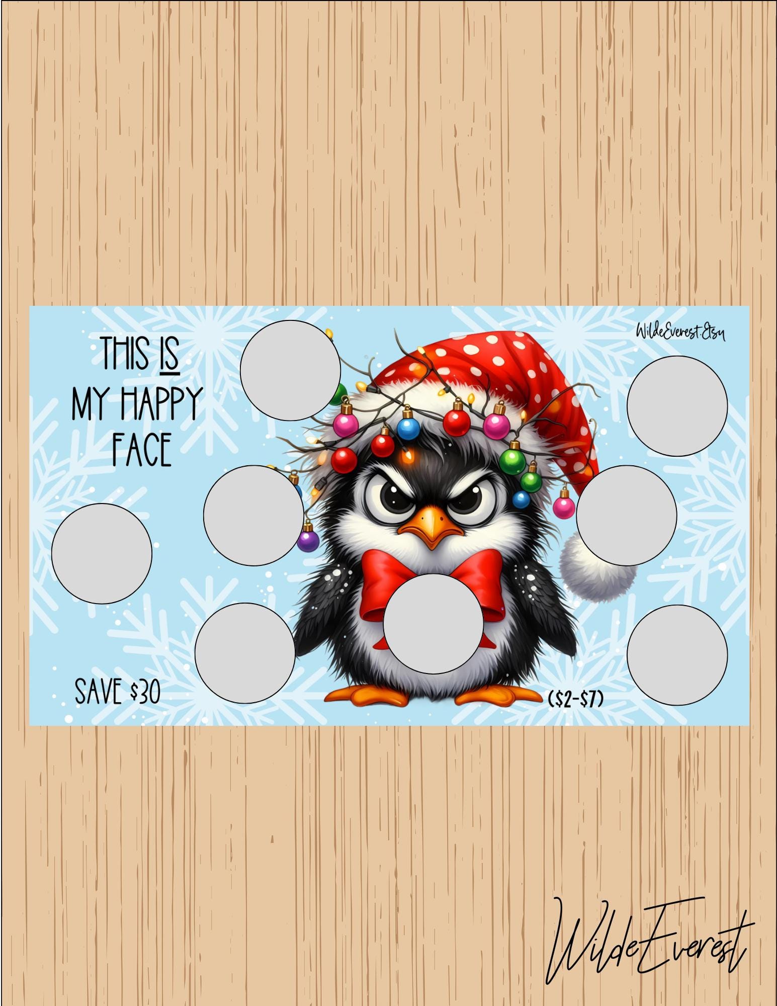 Happy Face Penguin Christmas- Scratch and Save Challenge- Low Income Budget