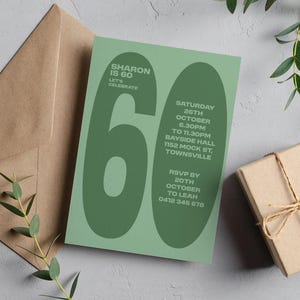 Editable 60th Birthday Invitation | 60 birthday invite custom DIY customize bday | sixty party invite adult birthday invitation modern