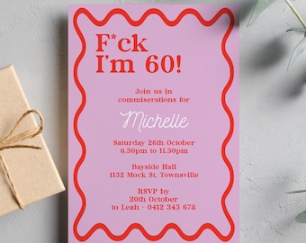 Invitación editable para el 60 cumpleaños: Invitación moderna para fiesta (Descarga digital tamaño A5)