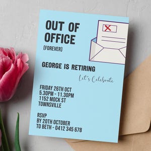 Retirement Party Invitation: Minimalist Printable Evite (Instant Download, Editable Text)