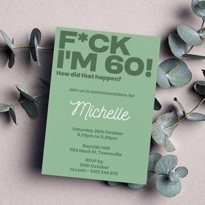 Editable 60th Birthday Invitation | invite custom DIY customize bday sixty party invite adult birthday | modern unique funny I'm 60