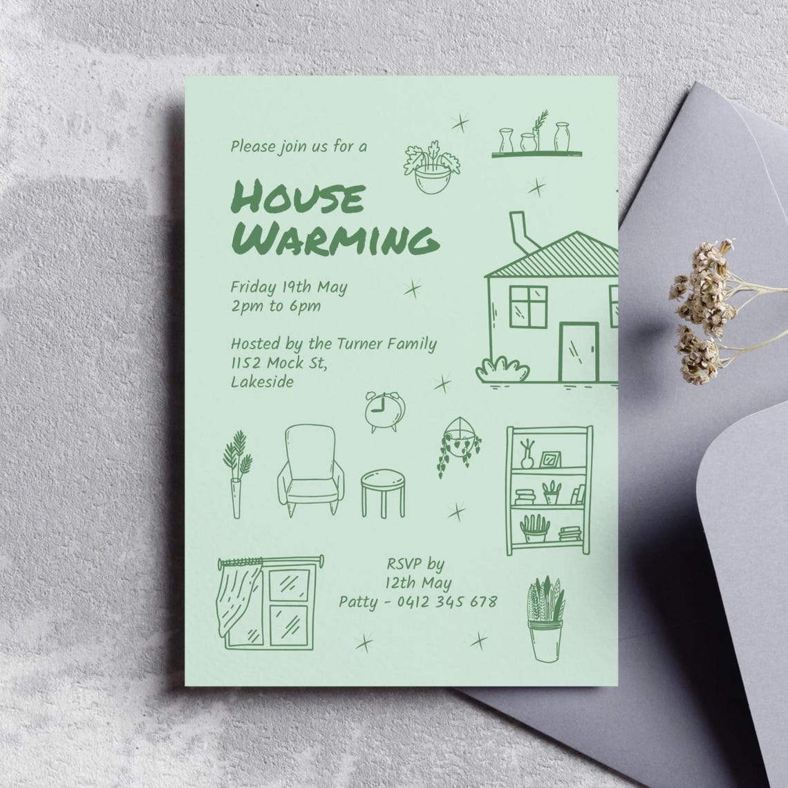 Editable Housewarming Invitation Template: Fun Hand-drawn Design (A5 ...