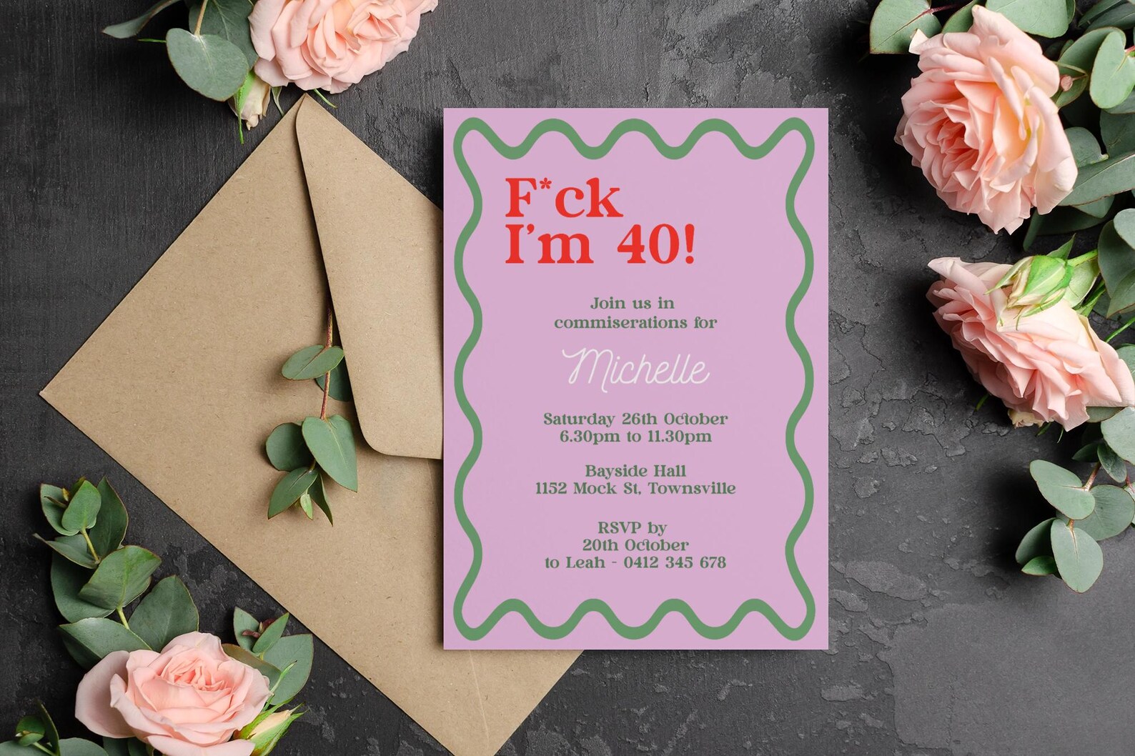 Editable 40th Birthday Invitation 40 Invite Custom DIY Customize Bday ...