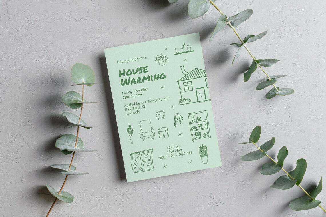 Editable Housewarming Invitation Template: Fun Hand-drawn Design (A5 ...