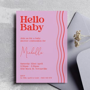Editable Baby Shower Invitation: Modern Minimalist Design (Digital Download)
