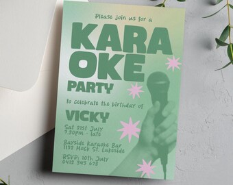 Karaoke Geburtstagsfeier Einladungsvorlage (editierbar digital druckbare Einladung)