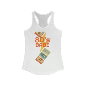 Women&#39;s Ideal Racerback Tank, 80 vide, retro, 1980s, cassettes, mix tape, 1980s, summer vibe