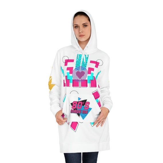 80s Made Me Women s Hoodie Dress Retro 1980s Anime Style Fun