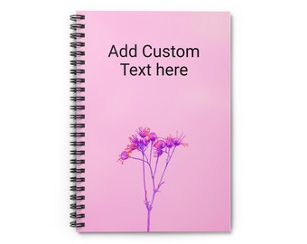 Cuaderno espiral con flores rosas: línea rayada, diario personalizable, bloc de notas con flores, bonito planificador, diario personalizado, papelería femenina