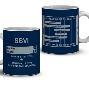1972 Dallas Cowboys Football Commemorative Super Bowl VI Mug, Sport Novelty Mug Football Game Coffee Mug . Gift for him