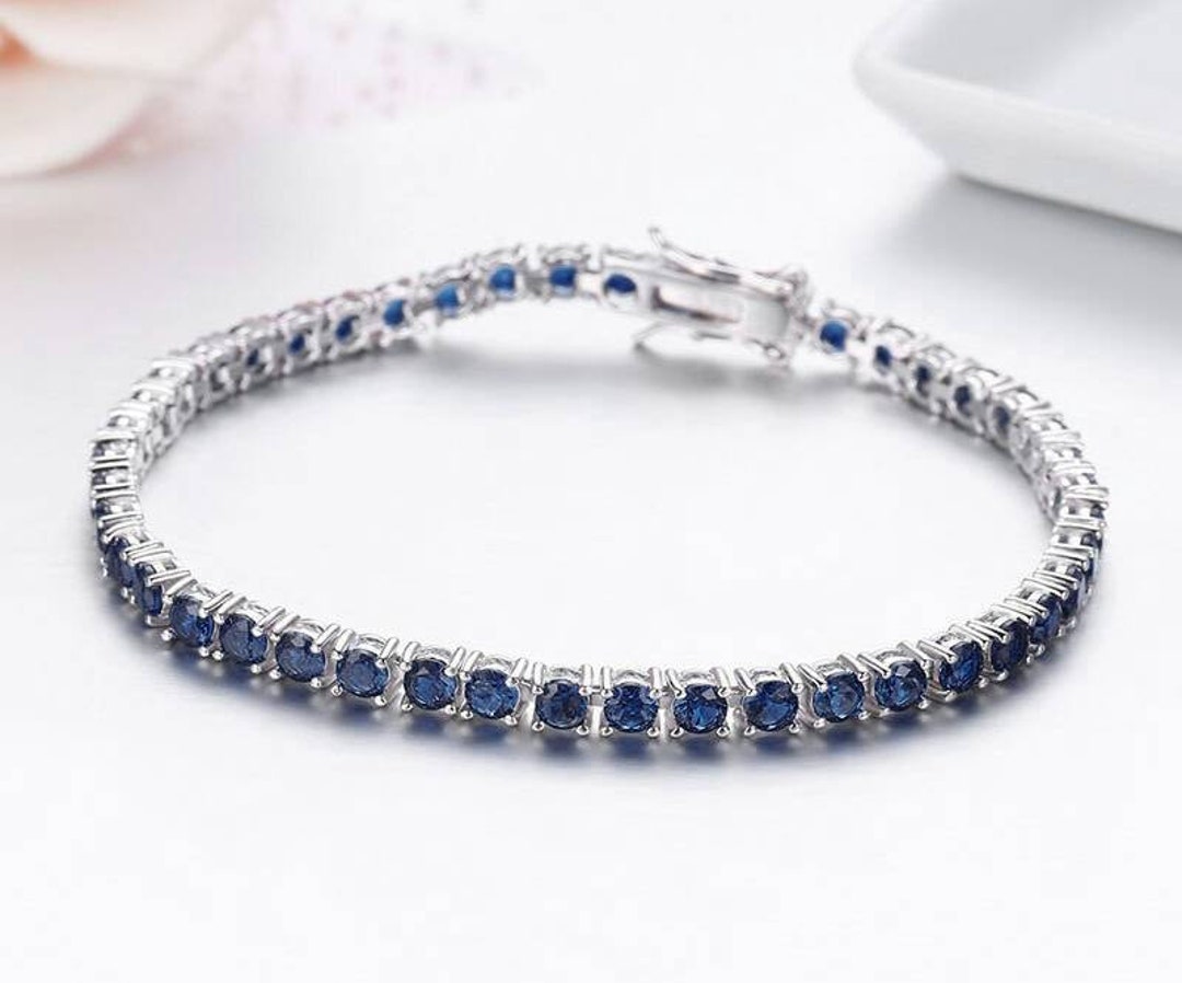 Traditional Blue Sapphire Tennis Bracelet