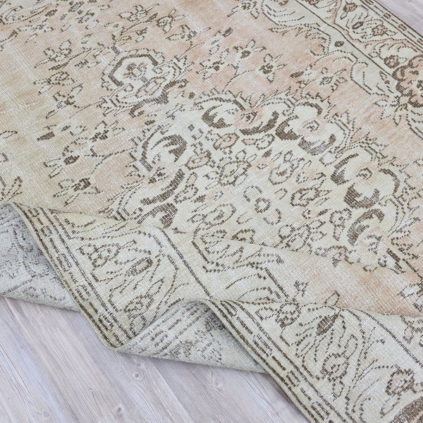 6x9 Vintage Rug, Neutral Turkish Rug, beige Rug, 6x9 rug, Turkish rug, Anatolian Neutral oushak rug, Neutral rug, Rug, Antique rug