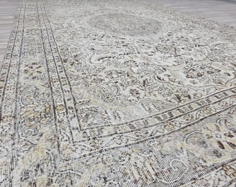 7x10 Vintage Rug, Gray Beige Rug, Turkish Rug, Oushak Rug, Bohemian Decor Rug, Area Rug 6&#39;5x9.6 feet Living Room Rug, Bedroom Rug, Handmade
