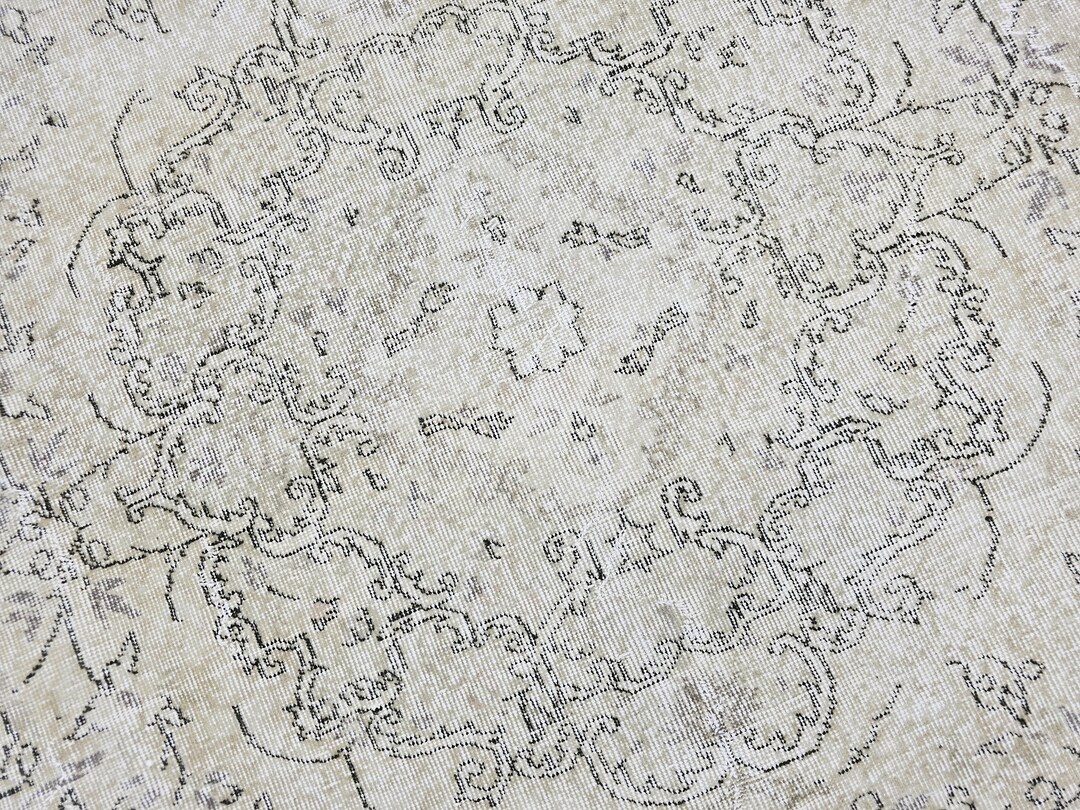 7x10 Living Room Handmade Rug Wool Rug Grey Beige Rug Hand Knotted