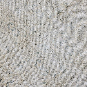 Vintage Handmade Turkish Rug with Neutral and Blue Floral Pattern, Turkish Art of its kind, Authentic Artisanal Work from Turkey 5.6x9.8 ft