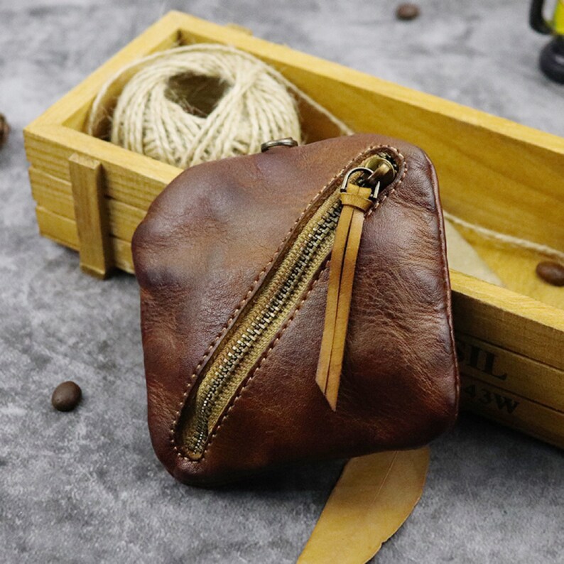 Personalized Leather Coin Bag Mini Leather Zipper Bag Etsy