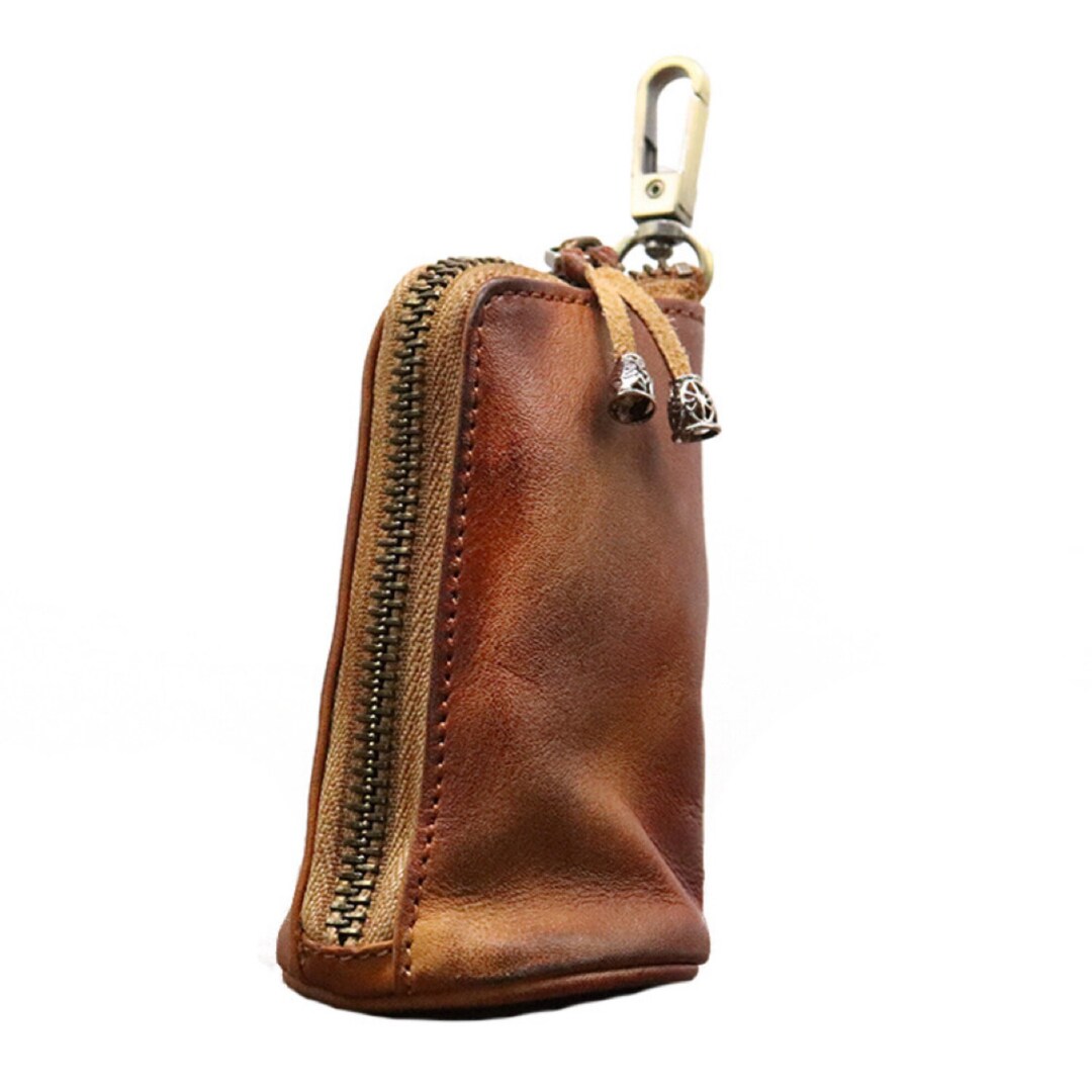 Handmade Leather Key Bag,handmade Leather Zip Car Key Holder,leather
