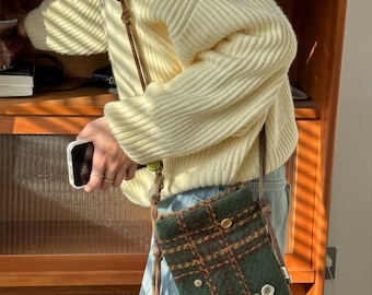 Original Maple Sugar Button Bag, iPhone Bag, Niche Wool Bag, Cloth Bag, Earphone Bag, Knitting Bag, Gift for Her
