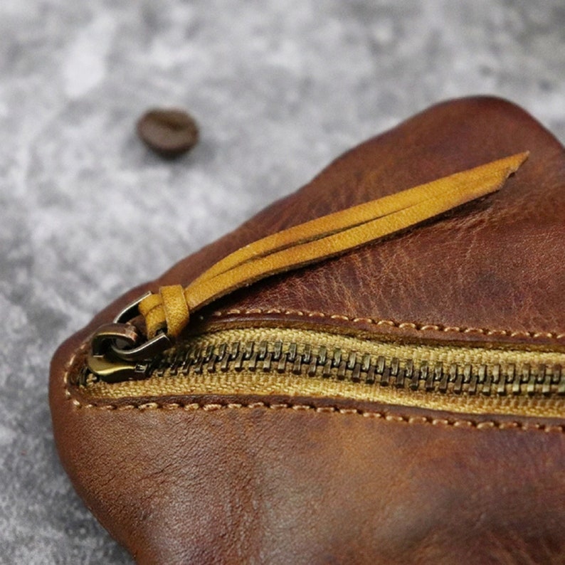 Personalized Leather Coin Bag Mini Leather Zipper Bag Etsy