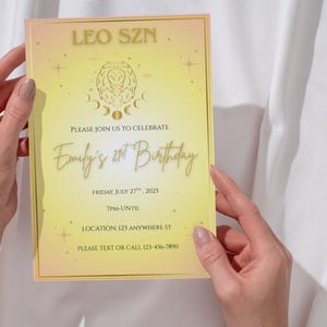 Leo Birthday Invitation Digital | Mystical Pastel Zodiac Party Invite | Editable Leo Season Template | Digital Astrology Invite
