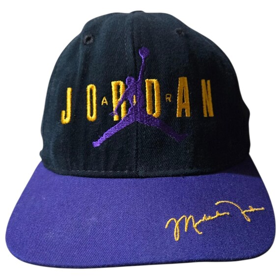 Vintage 90s Nike Michael Jordan Snapback Hat Made in USA Purple