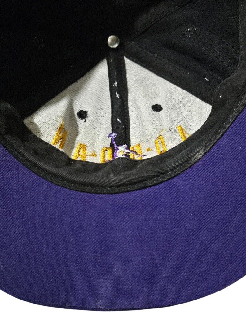 Vintage jaren 90 Nike Michael Jordan snapback hoed gemaakt in de VS paarsgeel afbeelding 11