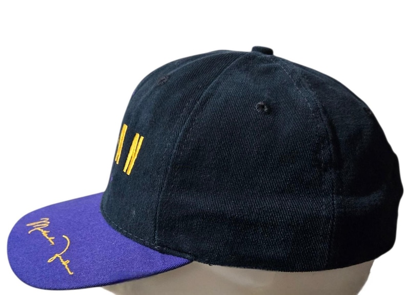 Vintage jaren 90 Nike Michael Jordan snapback hoed gemaakt in de VS paarsgeel afbeelding 8