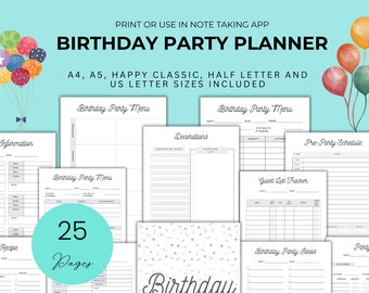 Printable Birthday Party Planner Digital Party Checklist Event Organizer Children's Party Printable Template Birthday Organizer Adult Party