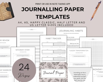 Journaling Paper Templates for Daily Reflection Bullet Journal Planner Template for Planner Paper Printable Self Care Prompt Reflection