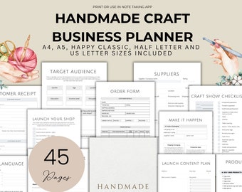 Handmade Business Planner Craft Planner for Handmade Craft Journal for Handmade Product Organiser Checklist for Handmade Business