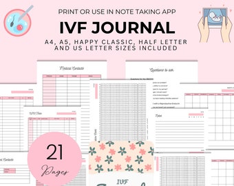 Printable IVF Journal Fertility Tracker Digital Pregnancy Manifestation Journal for BBT Chart IUI Medication Log ivf Pregnancy Planner
