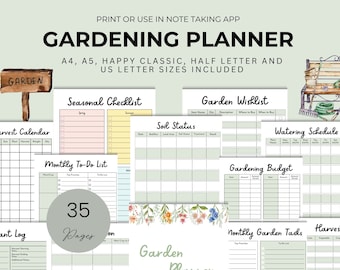 Printable Garden Planner Journal, Digital Plant Log & Seed Tracker, Gardening Expense Organizer and Monthly Garden Calendar PDF