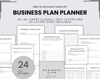 Business Plan Planner Template Small Business Workbook Start Up Marketing Bundle Side Hustle Planner Business Strategy Outline Printable